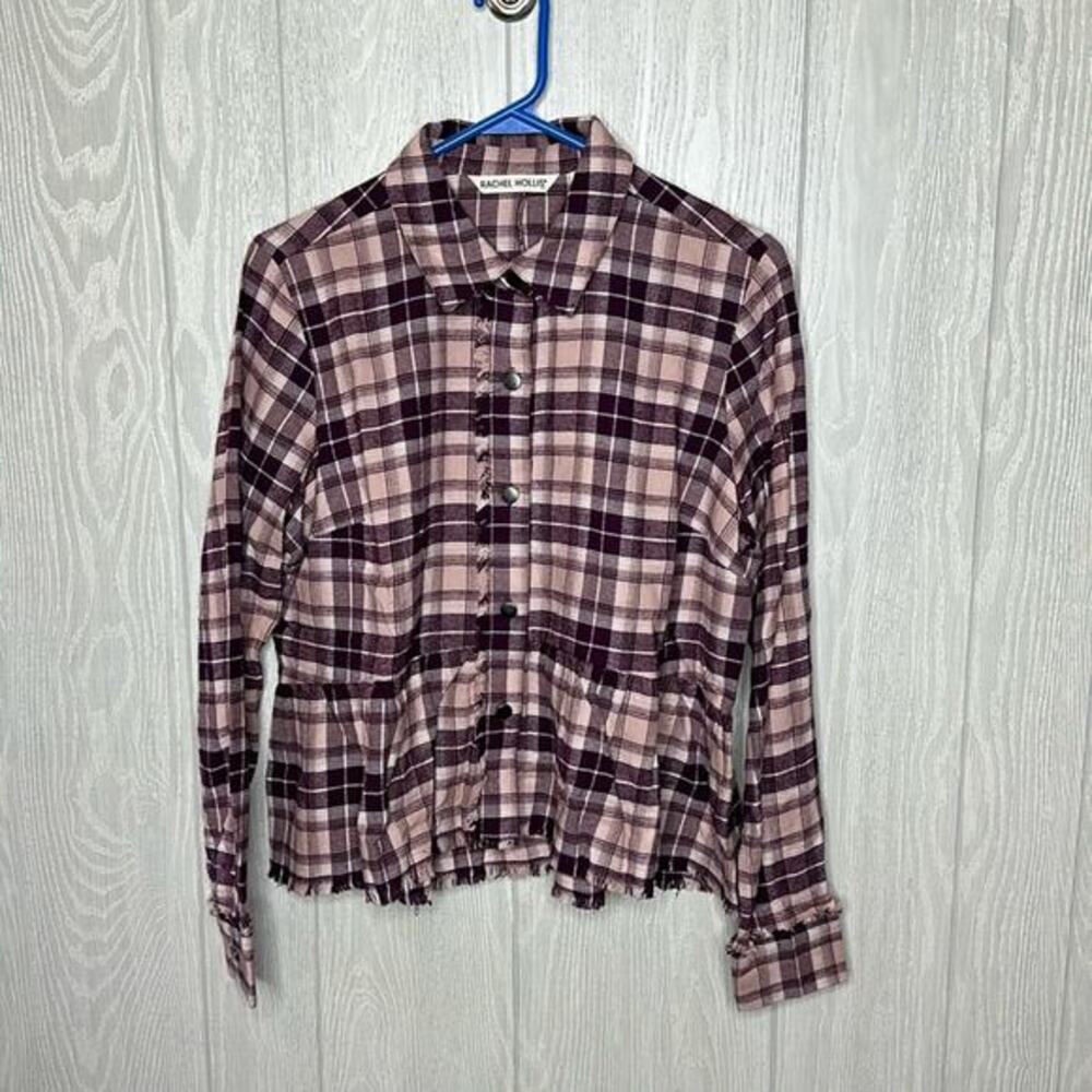 Rachel Hollis plaid pink and purple button down long‎ sleeve shirt size 10